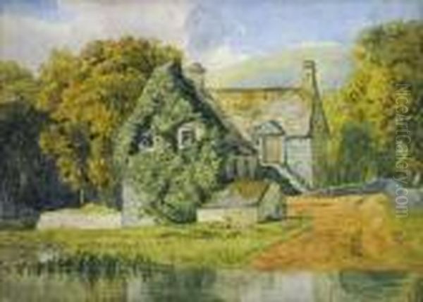 Rural Cottages Near Coleshull Near Solihull Warwickshire Oil Painting by Henry John Sylvester Stannard