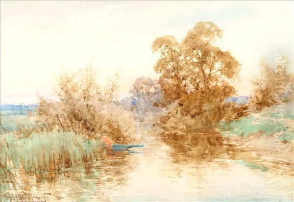 A Rural Stream Oil Painting by Henry John Sylvester Stannard