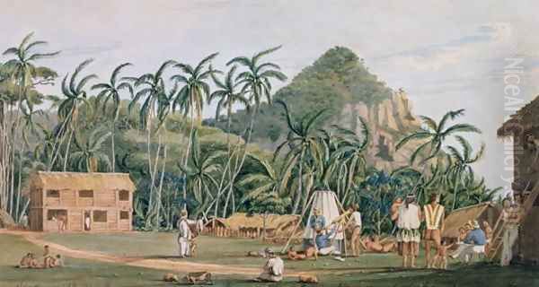 A view of the village at Pitcairn Island, December 1825 Oil Painting by Admiral William Henry Smyth