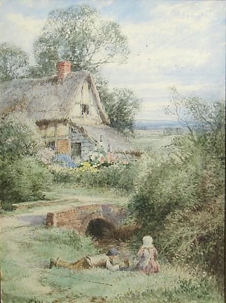 The Little Anglers Oil Painting by Henry John Sylvester Stannard