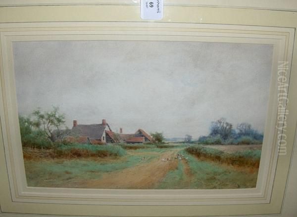 A Country Inn, Signed, Watercolour Oil Painting by Henry John Sylvester Stannard