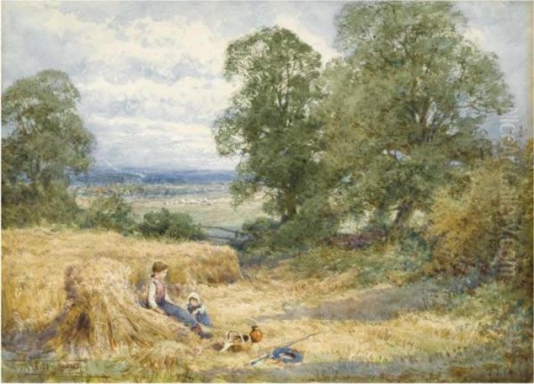 Harvest Time, Pulloxhill, Bedfordshire Oil Painting by Henry John Sylvester Stannard