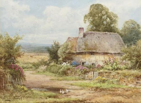 A Cottage Beside A Pond Oil Painting by Henry John Sylvester Stannard