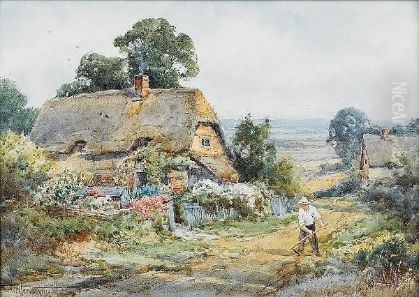 Tending Gardens At Wick, Near Evesham, A Pair Oil Painting by Henry John Sylvester Stannard