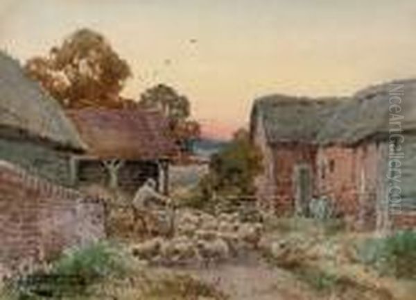 The Sheep Fold Oil Painting by Henry John Sylvester Stannard