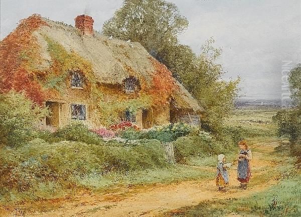 Thatched Cottage, Worcestershire Oil Painting by Henry John Sylvester Stannard