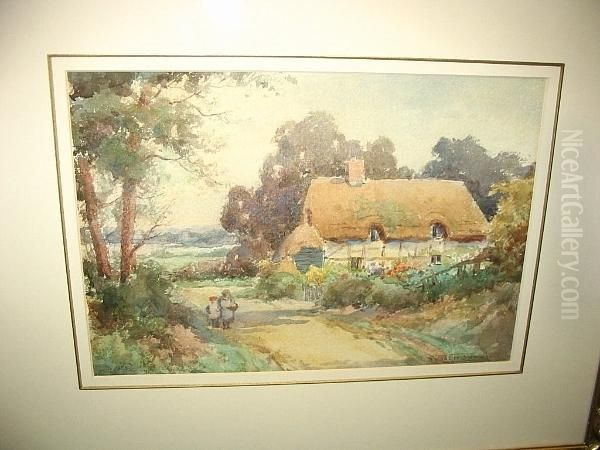 Thatched Cottage Oil Painting by Henry John Sylvester Stannard