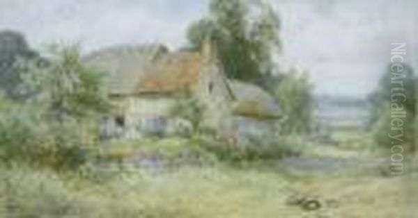 'a Corner Of The Hayfield, Hoseley, Oxon' Signed 8 X 15.25in Oil Painting by Henry John Sylvester Stannard