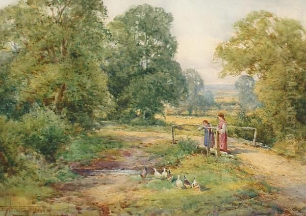 Duck Chorus 'h Sylvester Stannard' Oil Painting by Henry John Sylvester Stannard