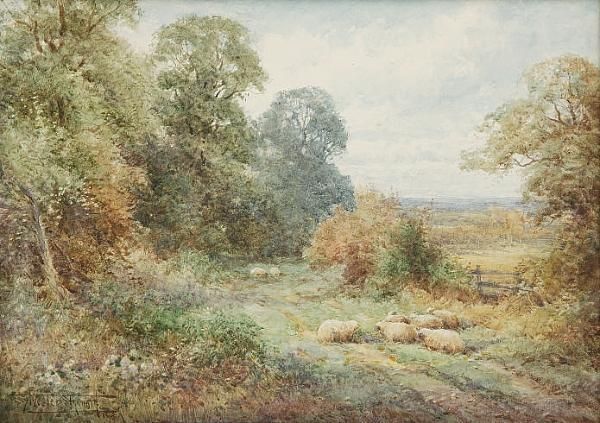 Sheep Resting In A Glade Oil Painting by Henry John Sylvester Stannard