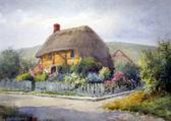 'a Saxon Cottage' Signed 10.5 X 15in Oil Painting by Henry John Sylvester Stannard