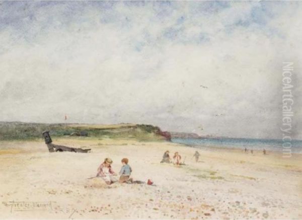 Children On The Beach Oil Painting by Henry John Sylvester Stannard