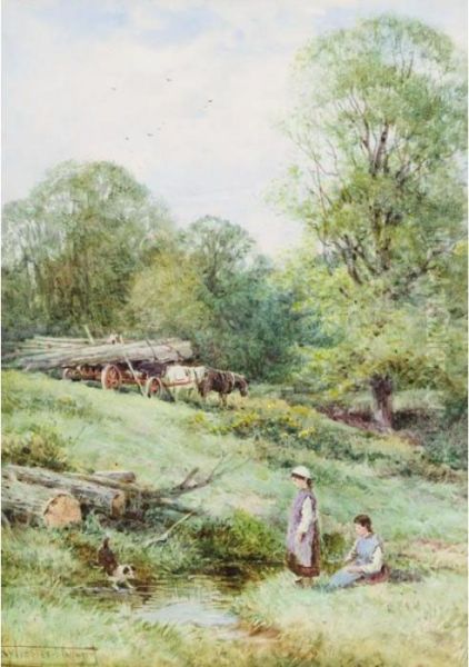 The Wood Wagon At Warbleton, Sussex Oil Painting by Henry John Sylvester Stannard