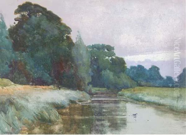 A Peaceful Stretch Of The River Oil Painting by Henry John Sylvester Stannard