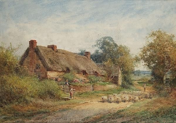 Cottage Scene, Maulden, Bedfordshire Oil Painting by Henry John Sylvester Stannard