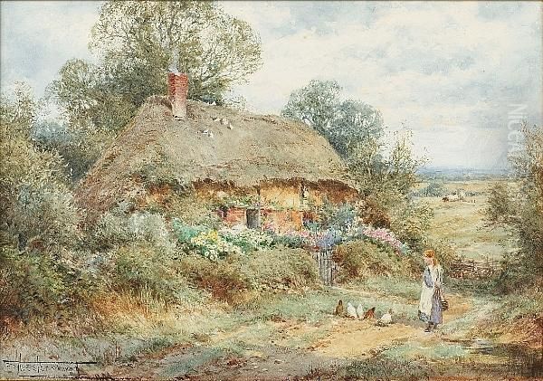 By The Shepherd's Cottage, Flitwick, Bedfordshire Oil Painting by Henry John Sylvester Stannard