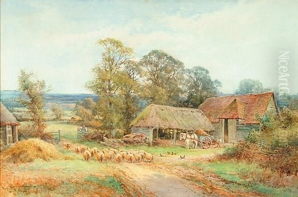 The Home Farm, Pulloxhill, Nr Amphill, Bedfordshire Oil Painting by Henry John Sylvester Stannard