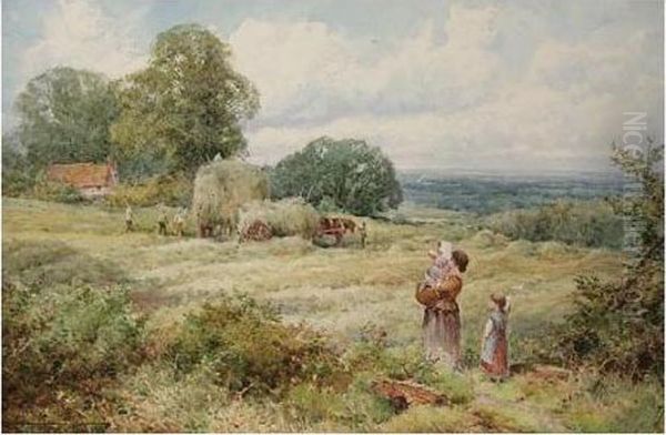 Haymaking Oil Painting by Henry John Sylvester Stannard