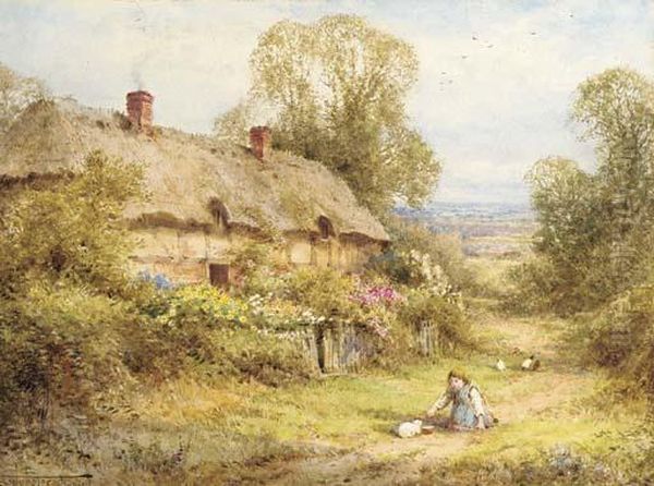 The Little Stranger Near Flitwick, Bedfordshire Oil Painting by Henry John Sylvester Stannard