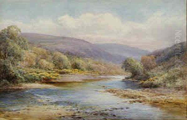 A Mountainous River Oil Painting by Henry John Sylvester Stannard