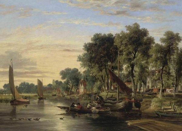 On The River Yare Near Thorpe Church Oil Painting by James Stark