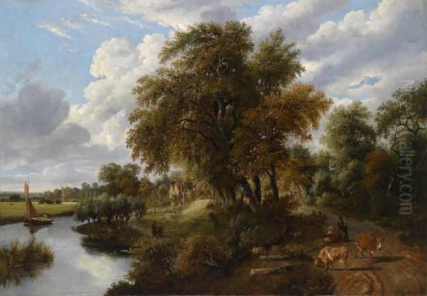 Landscape With River Oil Painting by James Stark