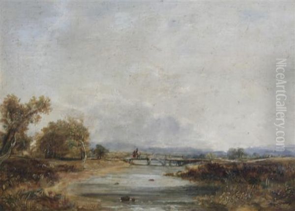 River Landscape Oil Painting by James Stark