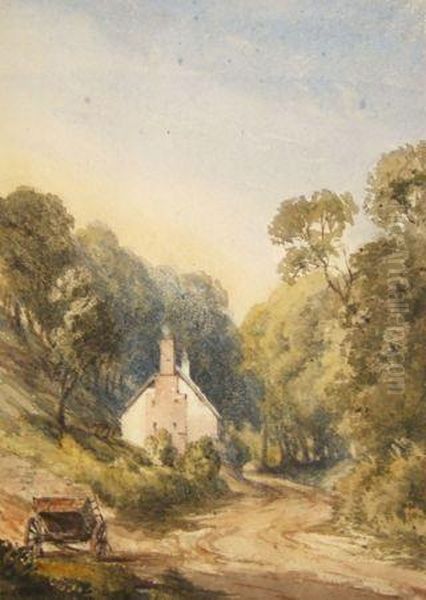 Country Landscape With Cart And Cottage Oil Painting by James Stark