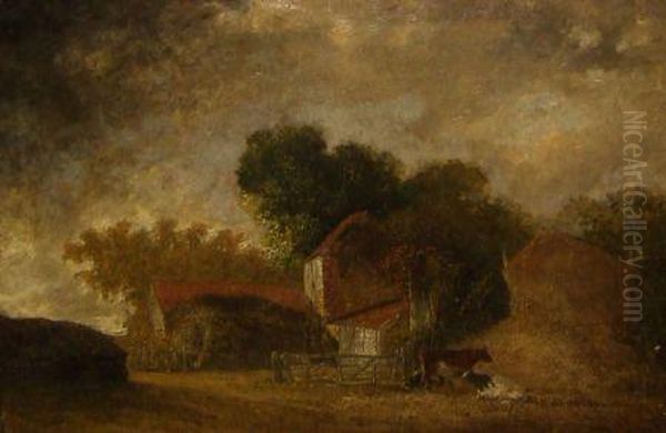 Farmstead With Cattle Oil Painting by James Stark