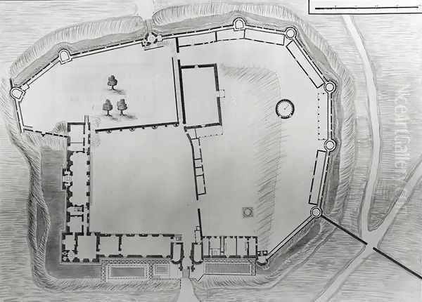 Plan for the first floor of the Chateau de Vallery, from Terres de Bourgogne, Berry, etc., 1682 Oil Painting by & Lallemant, Nicolas Sengher, Henry