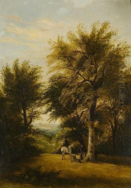 Figures Resting By A Tree Oil Painting by James Stark