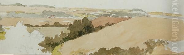 A Distant View Of Upper Sheringham Oil Painting by James Stark