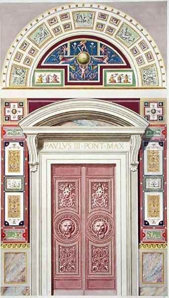 Doorway to the Raphael Loggia at the Vatican, from Delle Loggie di Rafaele nel Vaticano, engraved by Giovanni Ottaviani c.1735-1808, published c.1772-77 Oil Painting by Savorelli, G. & Camporesi, P.