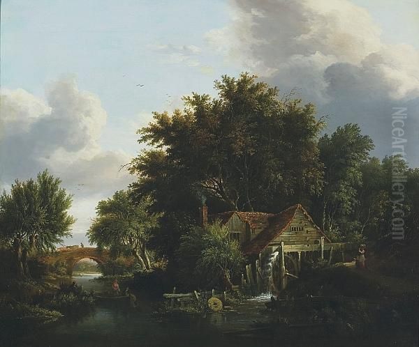 An Old Watermill Near Norwich Oil Painting by James Stark