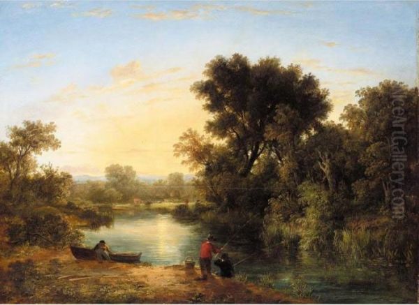 View Of Fritton Decoy Oil Painting by James Stark