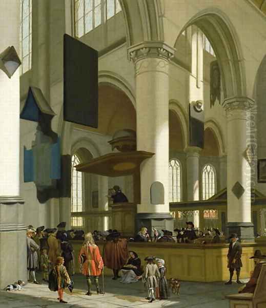 Interior of the Oude Kerk, Delft, with a preacher Oil Painting by A. & Streeck, H. van Storck