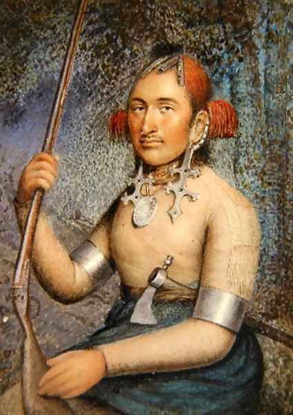 A North American Indian Chief Oil Painting by Ellen Wallace Sharples