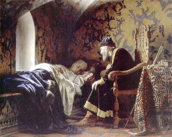 Tsar Ivan the Terrible Admiring Vasilia Melentevna, 1875 Oil Painting by Grigori Semenovich Sedov