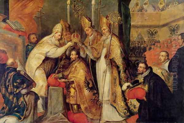 The Coronation of Charles V 1500-58 Holy Roman Emperor Oil Painting by Cornelius I Schut