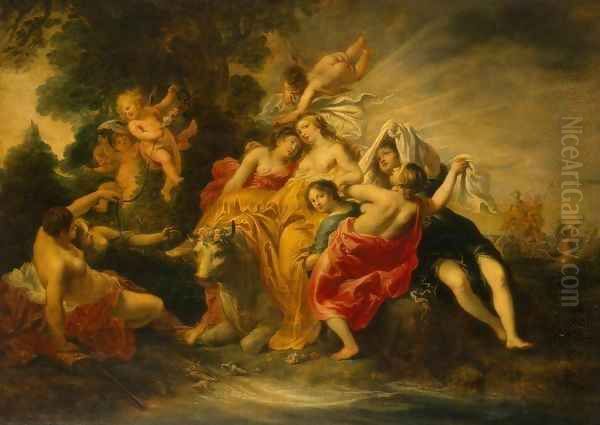 Rape of Europa Oil Painting by Cornelius I Schut