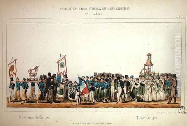 Procession of the Chair Manufacturers at Strasbourg, 25th June 1840 Oil Painting by Frederic Emile Simon