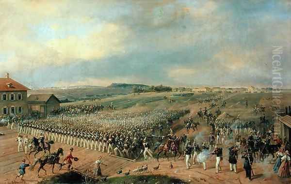 Manoeuvres, 1849 Oil Painting by Gustav Schwartz or Schwarz