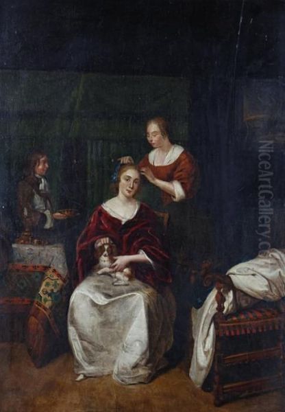 Figures In An Interior Oil Painting by Jan Steen