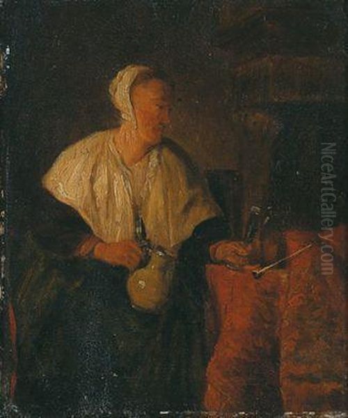 Umkreis Eine Sitzende Frau Mit Einem Weinkrug Oil Painting by Jan Steen