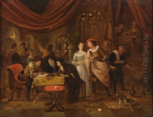 Der Kontrakt. Oil Painting by Jan Steen