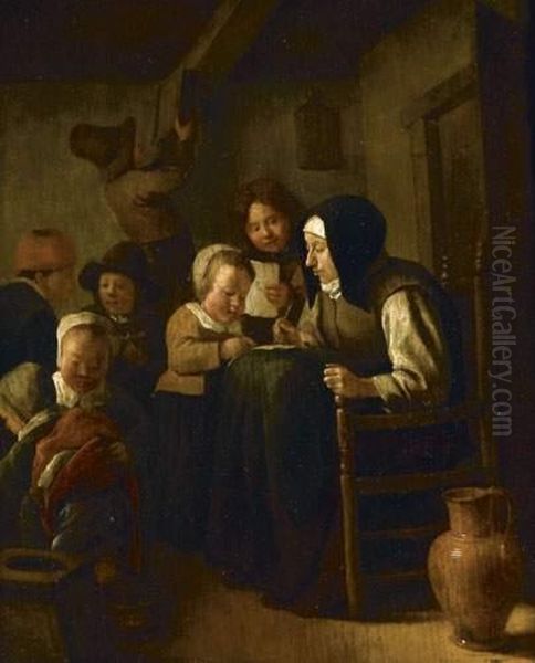 La Maitresse D'ecole Oil Painting by Jan Steen