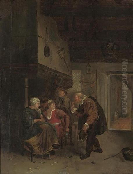 Peasants Drinking And Merrymaking In An Inn Oil Painting by Jan Steen