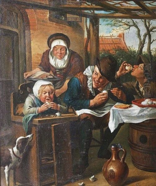 Eating Eggs Oil Painting by Jan Steen