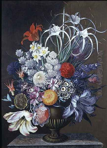 Still life of flowers Oil Painting by J.A. Simson