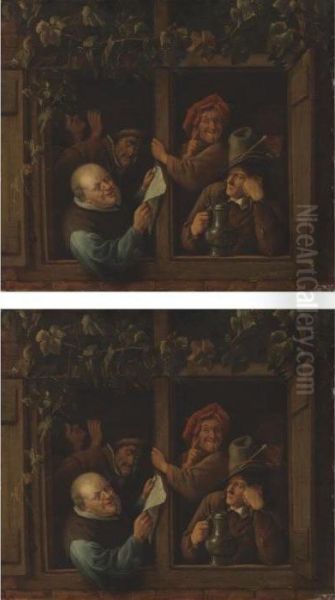 Property From The Estate Of Arthur Wiederkehr
 

 
 
 

 
 The Rhetoricians At A Window Oil Painting by Jan Steen